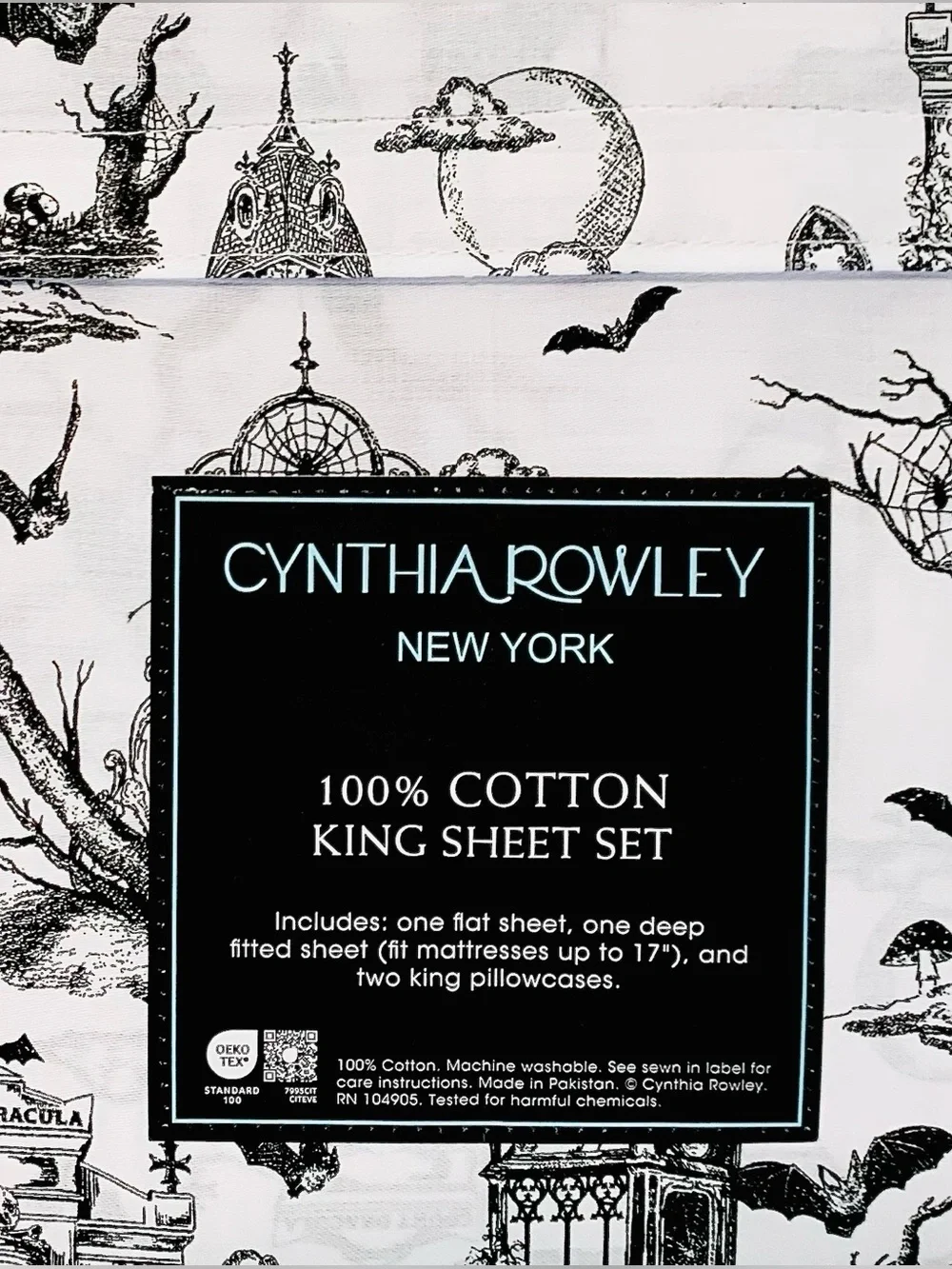 Cynthia Rowley Haunted Cemetery Halloween Cotton Sheet Set - King